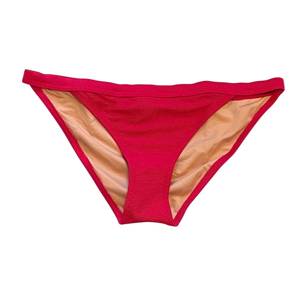 J. Crew Ribbed Bikini Swim Bottom Fuchsia Pink Size Medium NEW